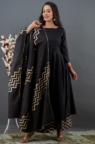 Black Anarkali and Palazzo