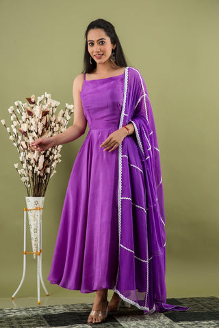 Purple Anarkali Indo Western Dress