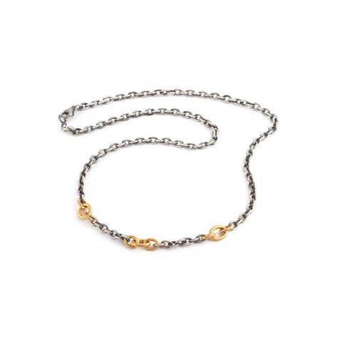 platinite and gold link necklace