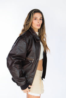 Bombi Vintage Brown Cropped Leather Bomber Jacket – In My Element