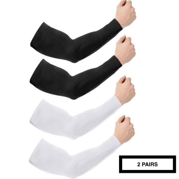 2 Pairs UV Sun Protection Cooling Arm Compression Sleeves - Best USA Shopping