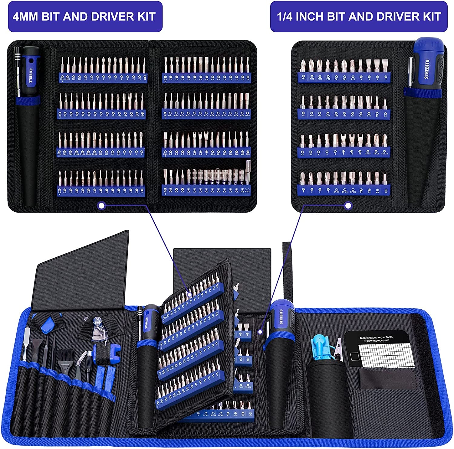 Precision Screwdriver Set 191-Piece Multi-Bit Screwdriver 1/4 Inch Nut Driver Home Improvement Tool Electronic Repair Kit for Computer, Iphone, Laptop, PC, Cell Phone, PS4, Xbox, Nintendo