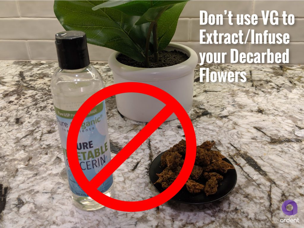 dont use vg to extract decarbed cannabis flower