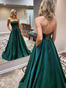 Fitted V-neckline Satin Gathered Waist Emerald Bridesmaids or