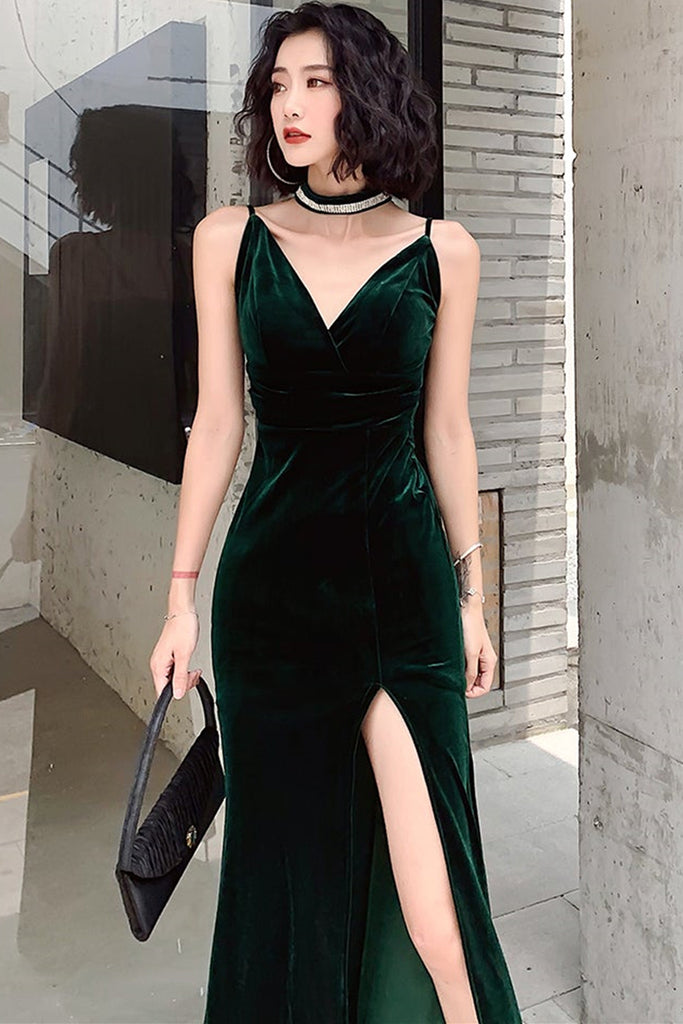 dark forest green prom dress