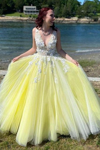 Beautiful Ball Gown Sweetheart Open Back Yellow Tulle Long Prom Dresses, Girls Junior Graduation Gown,Quinceanera Dresses · Dressmeet · Online Store  Powered by Storenvy