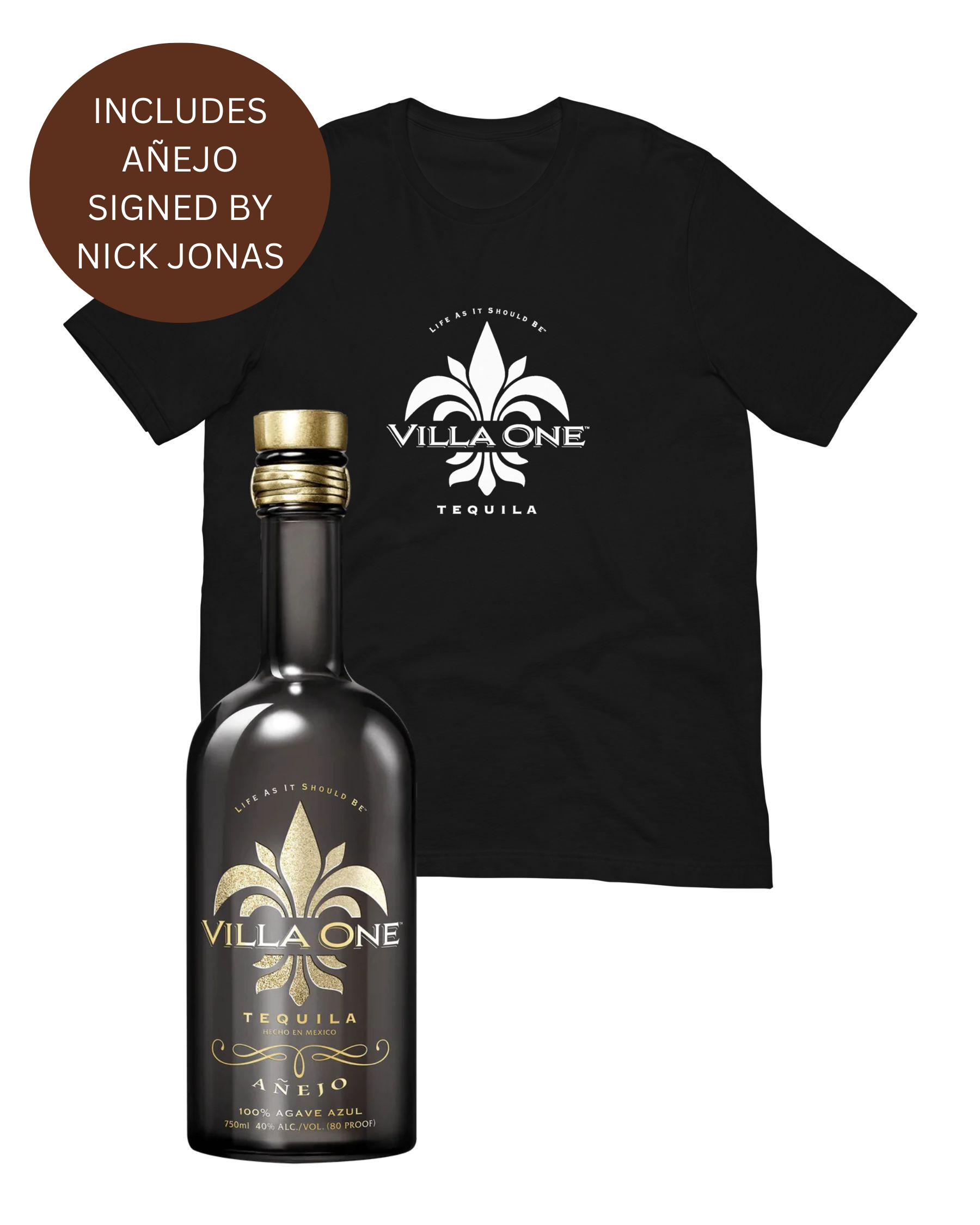 Villa One Tequila Signed Añejo + Logo Tee - Villa One product image