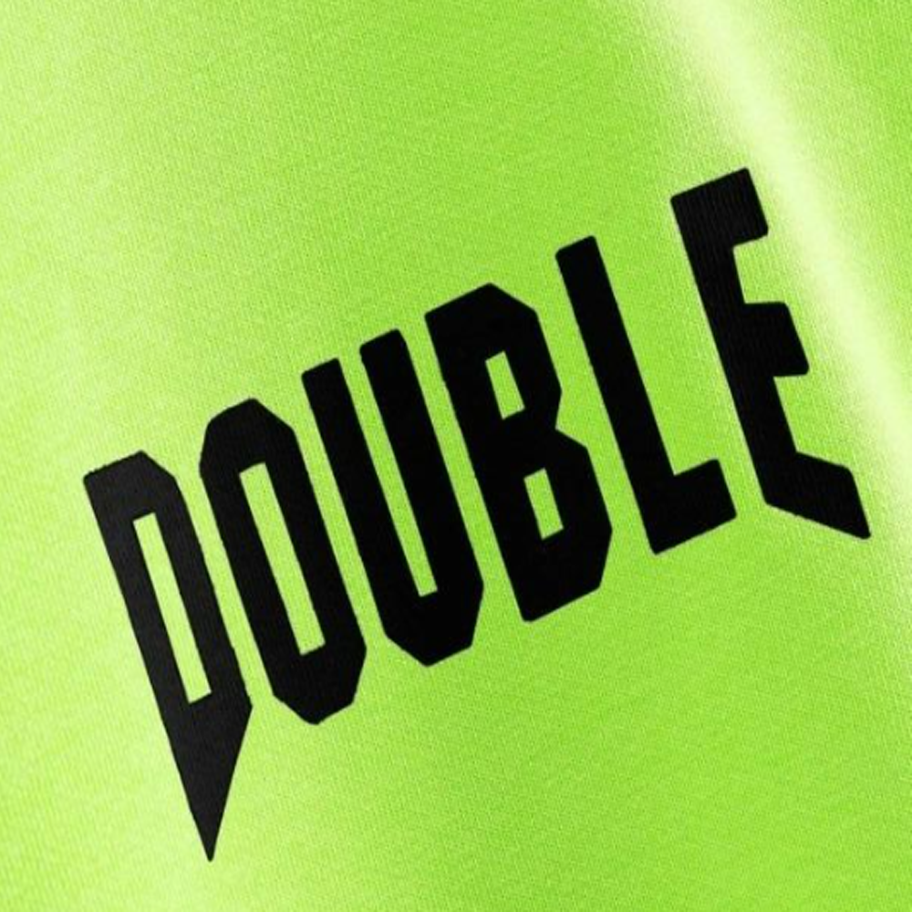 Neon Green Double Graphic Cropped Hoodie