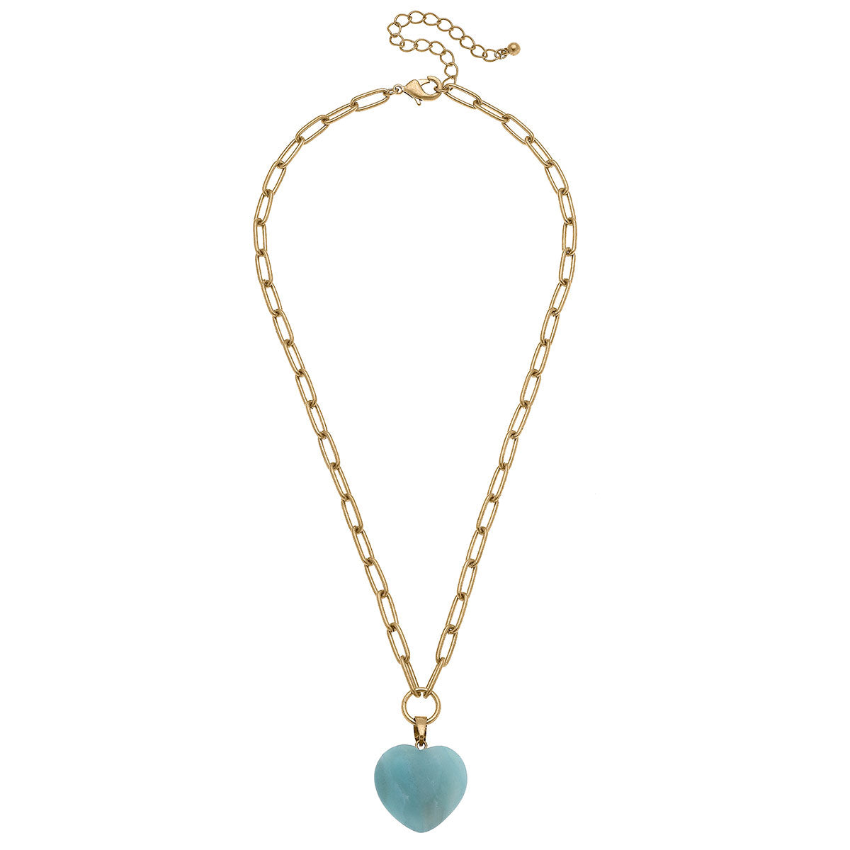 Gwenyth Gemstone Puffy Heart Necklace