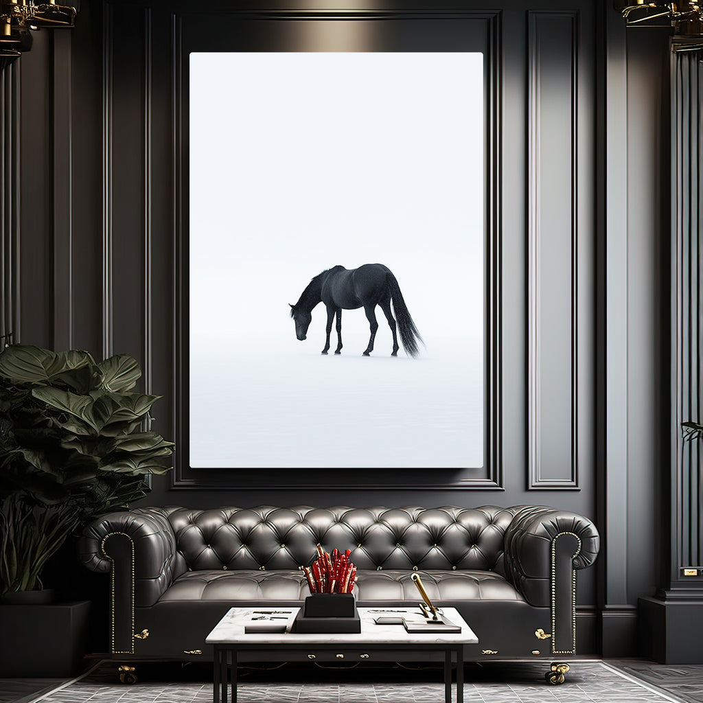 black-and-white-horse-painting