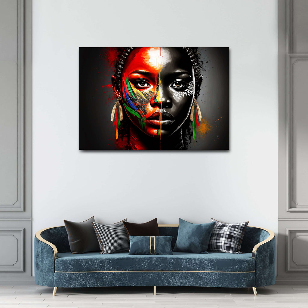 tableau-femme-africaine-rouge