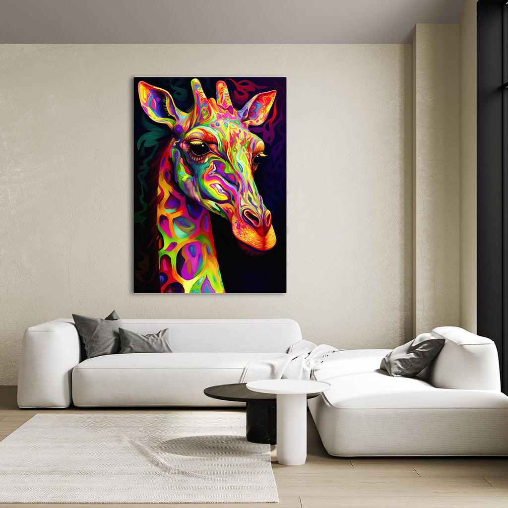 tableau-girafe-multicolore