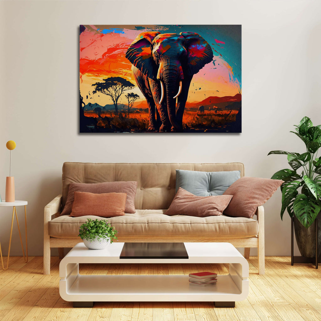 tableau-paysage-africain-elephant