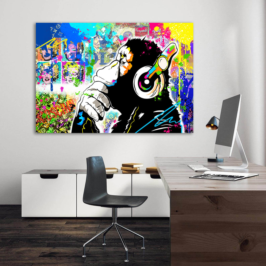 painting-pop-art-banksy-monkey-dj