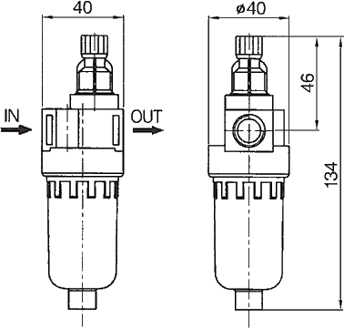 SA-LM10-18 розміри пневмолубрикатора