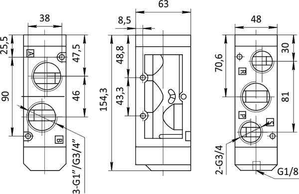 Чертеж пневмораспределителя SV-EL-AS-52