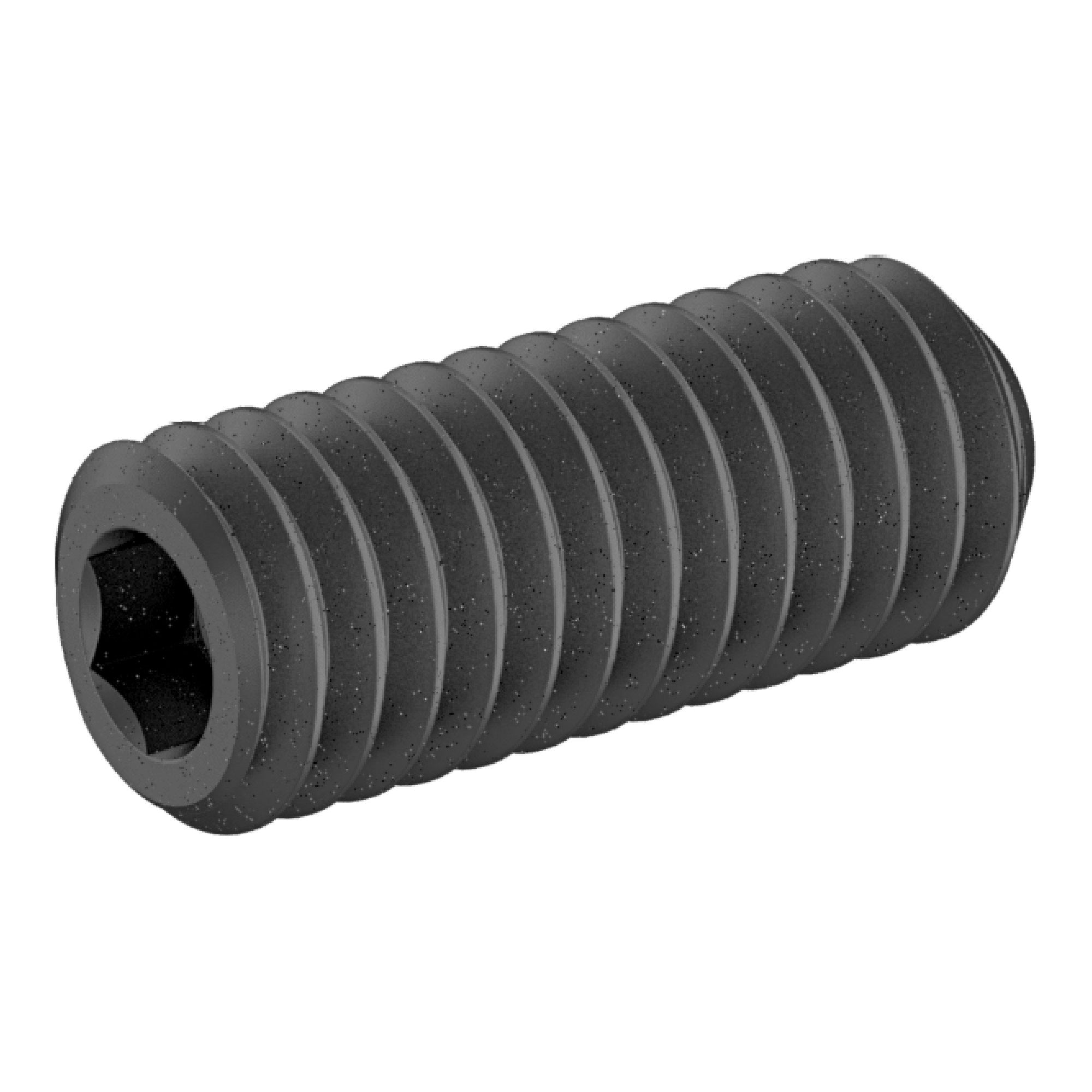 M4 x 10mm Lg (M4x0.7 Standard Thread) Socket Set Screw, Cupped Point Black Oxide Finish
