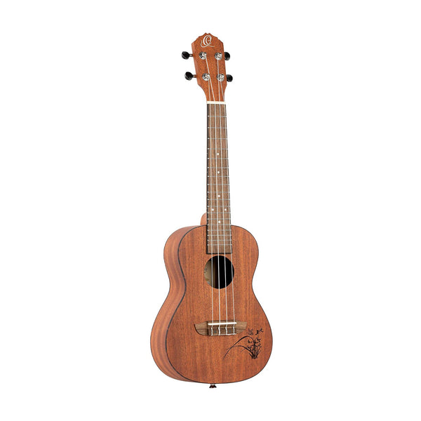 ortega ru5mm ukulele classico da concerto serie bonfire 18 tasti, sapele natural uomo