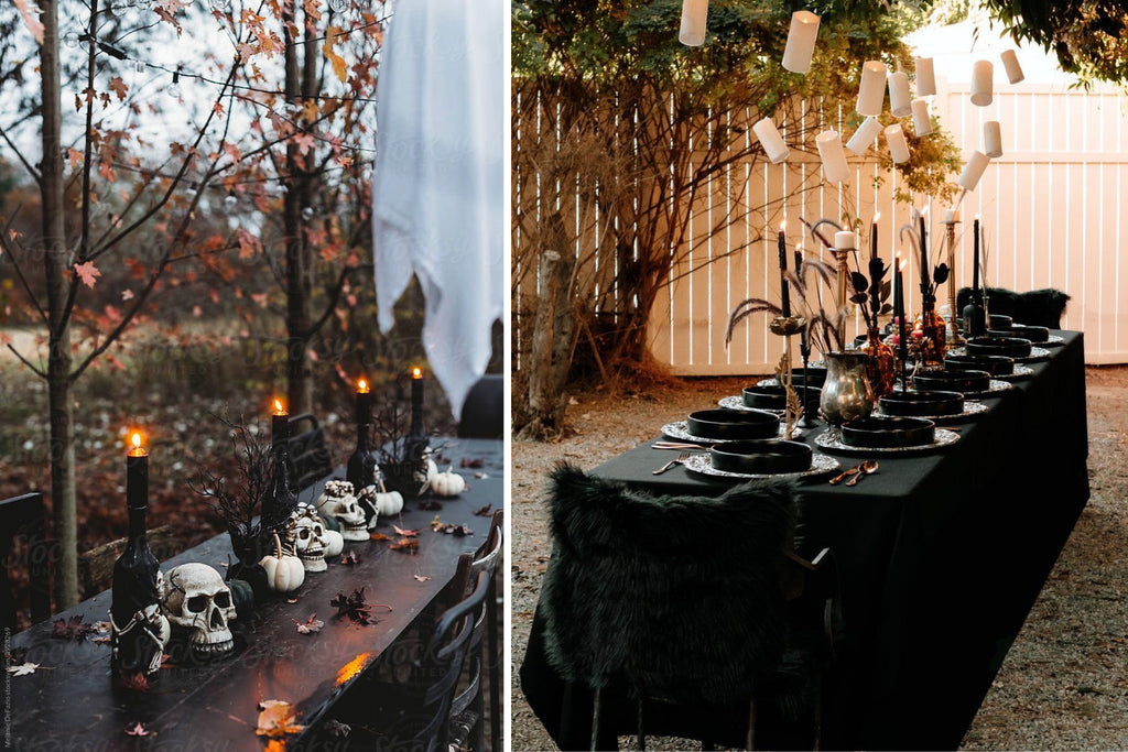 setting the table for a halloween or autumnal dinner party