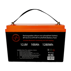 LiFePo4 12.8V 100AH Lithium Iron Phosphate Battery w/ Bluetooth® Monitoring & Internal Warming Circuit