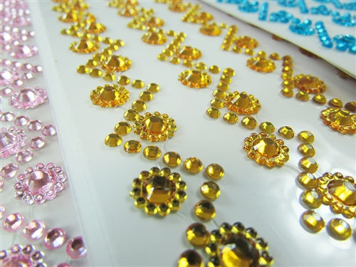 6mm Self Adhesive Glitter Crystal Gem Jewels Sticker Diamante Rhinestone 504 Pcs, Clear