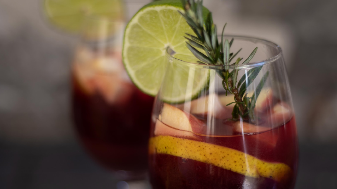 Two glasses of Sangria on a table