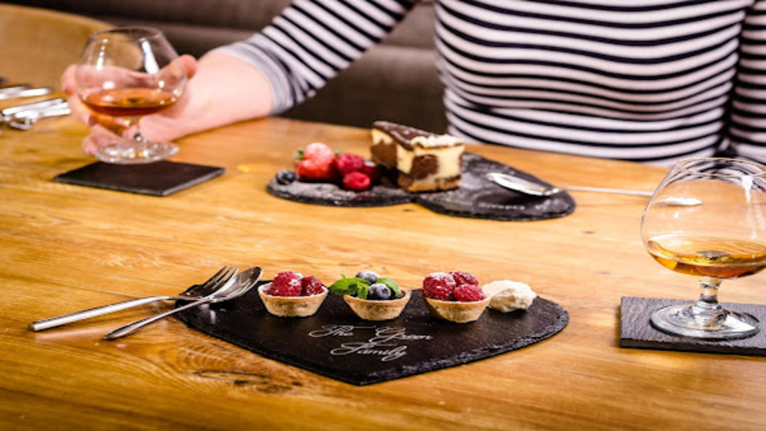 People drinking brandy with food.