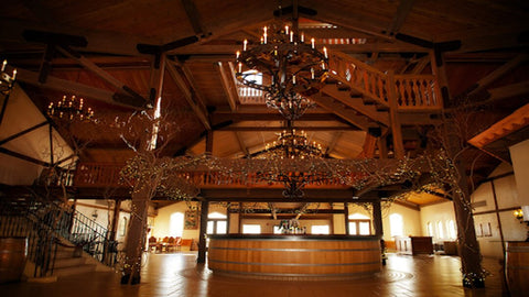 The inside of the Raphael Winery with a gorgeous central bar area.