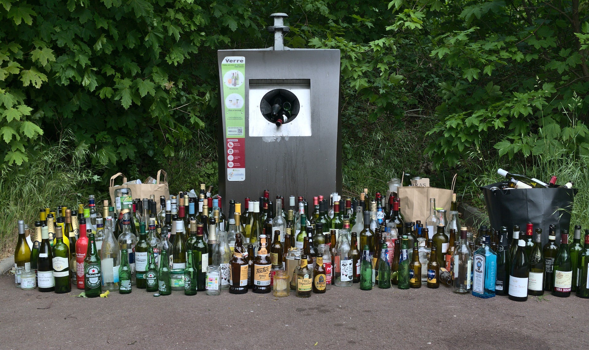 a collection of empty bottles