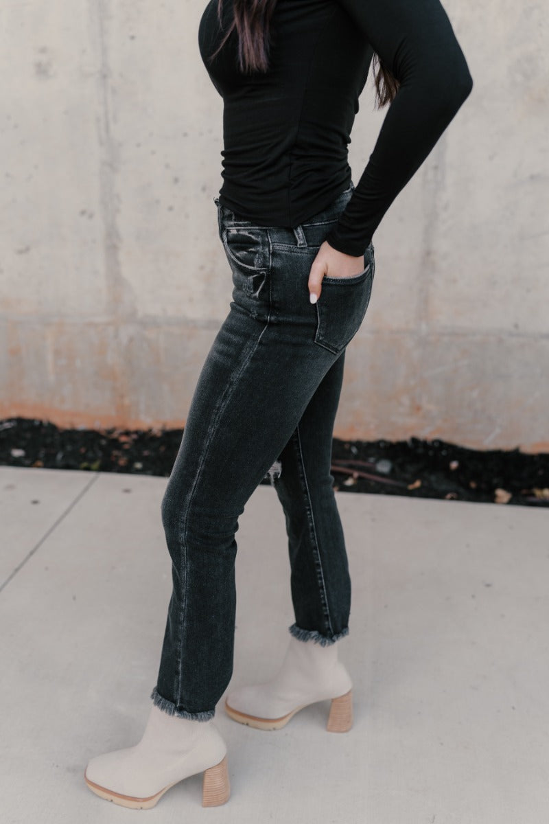 Rooted Denim: Kamila Black Flare Jeans – LIZARD THICKET