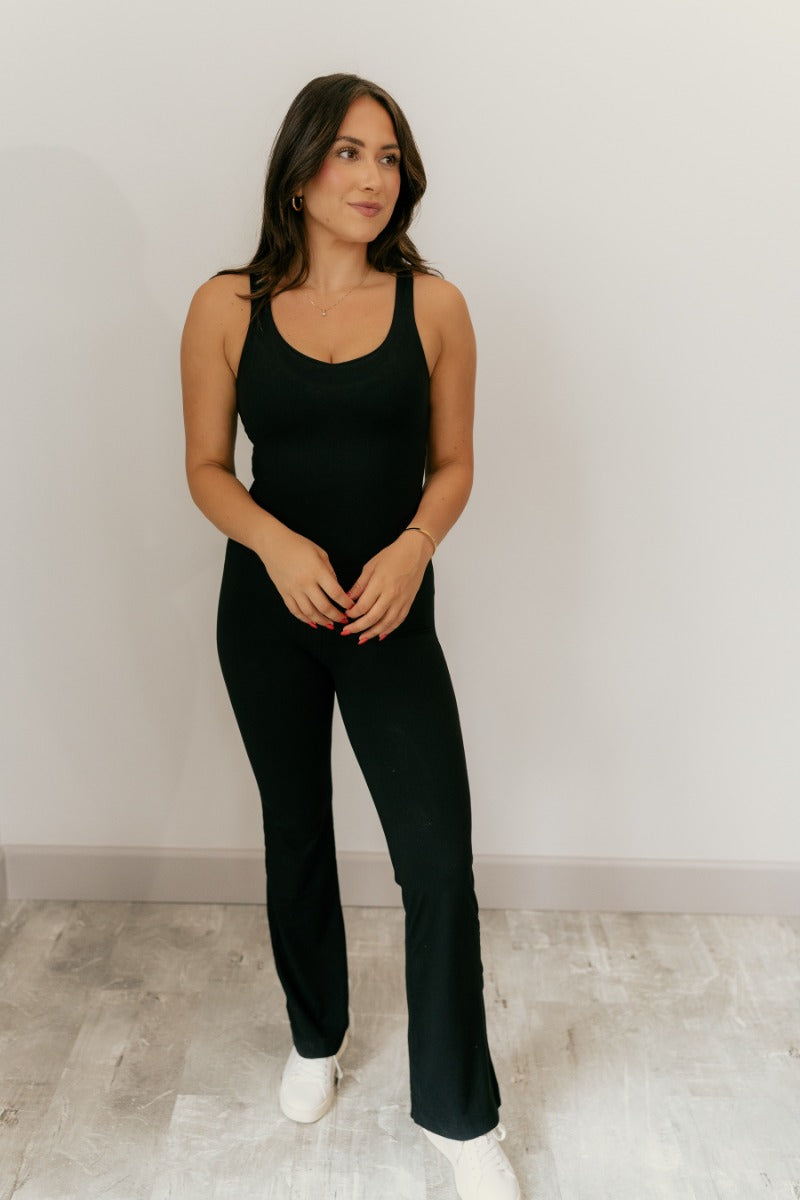 Amara Black Athletic Onesie Romper