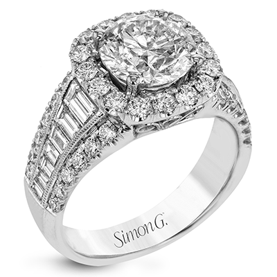 18K White Gold Round Halo Engagement Ring 50576-E-1-2-18KW