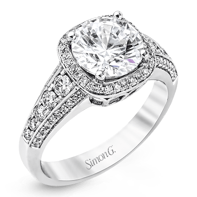 18K White Gold Round Halo Engagement Ring 50576-E-1-2-18KW