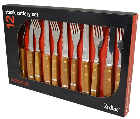 ONE CLICK SUPPLIES - Zodiac Steak Cutlery Set Pack 12's