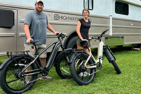 HovAlpha fat tire ebike can ride on all terrain, step over and step thru versions both available for rider preference