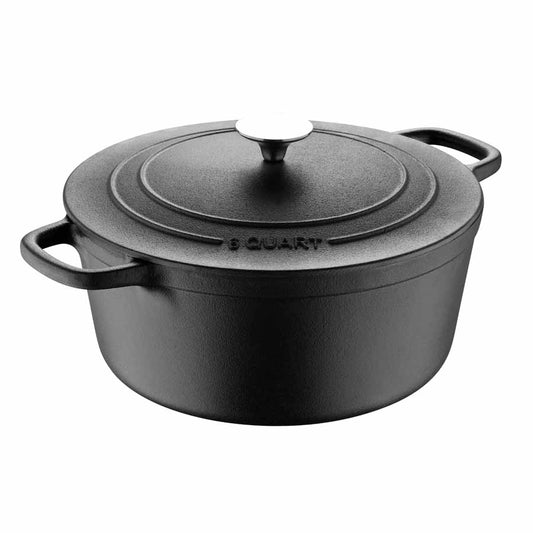 Pre-seasoned 8 qt. Round Cast Iron Dutch Oven in Black with Lid