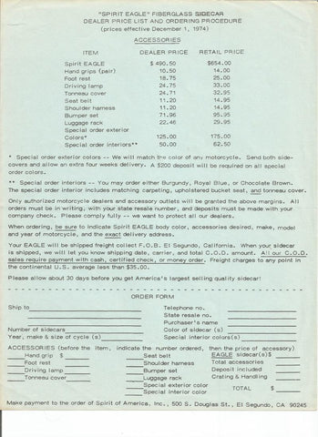 SOA Eagle sidecar sales brochure