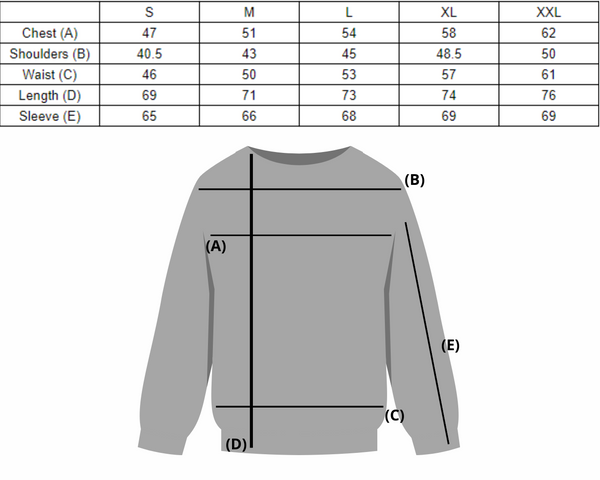 Sweater Size Chart