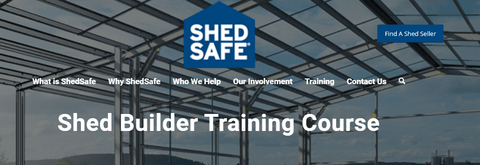 Screenshot of the shedsafe shed building course training webpage.