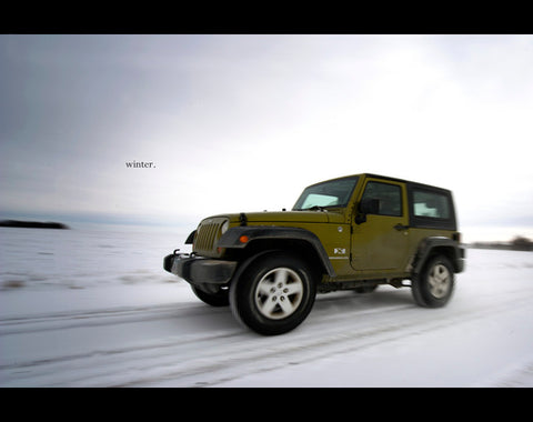 Jeep on icy road 