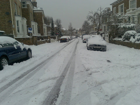 snowy residential street 