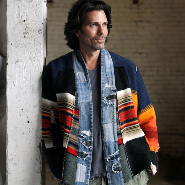 GREG LAUREN コート カシミヤ 100% シルク 再構築 チェスターコート