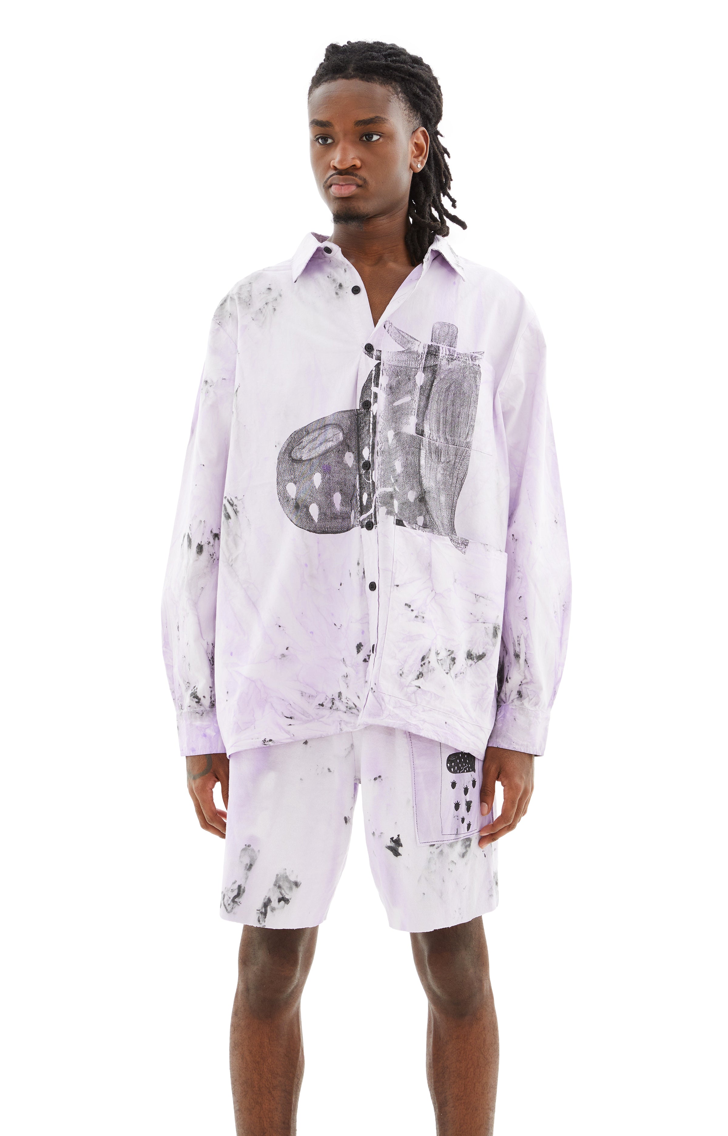 Shop Westfall Snoppy Berry Button L/s Shirt In Dirty Lavender