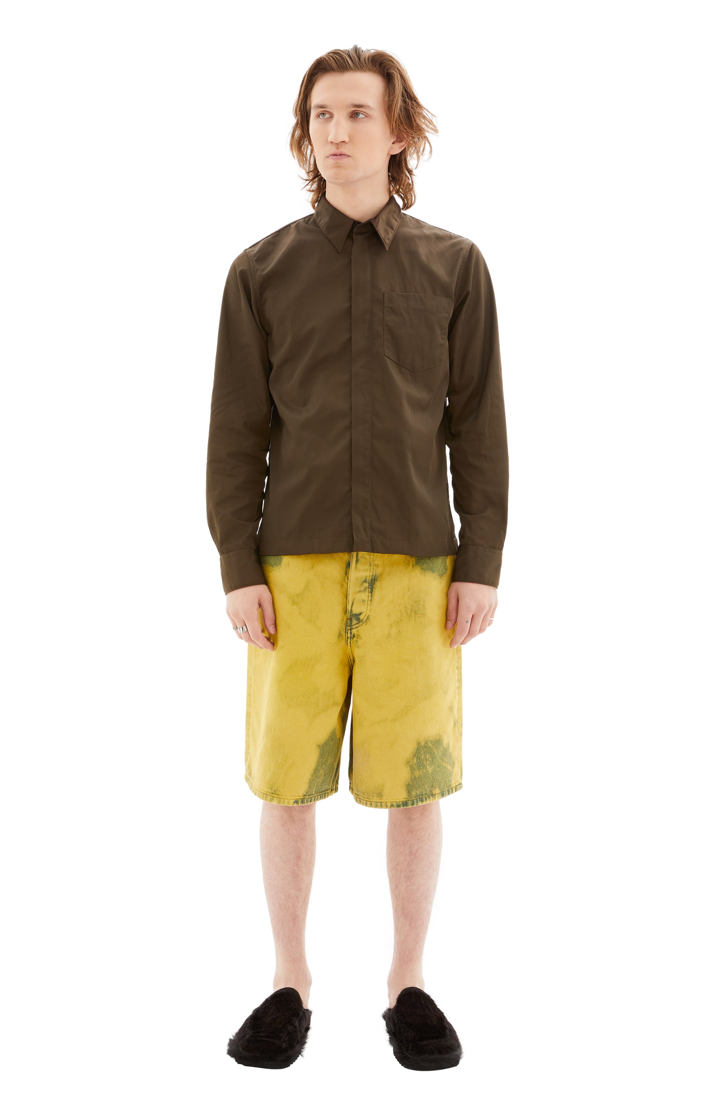 Shop Dries Van Noten Corran Zip Shirt In Khaki