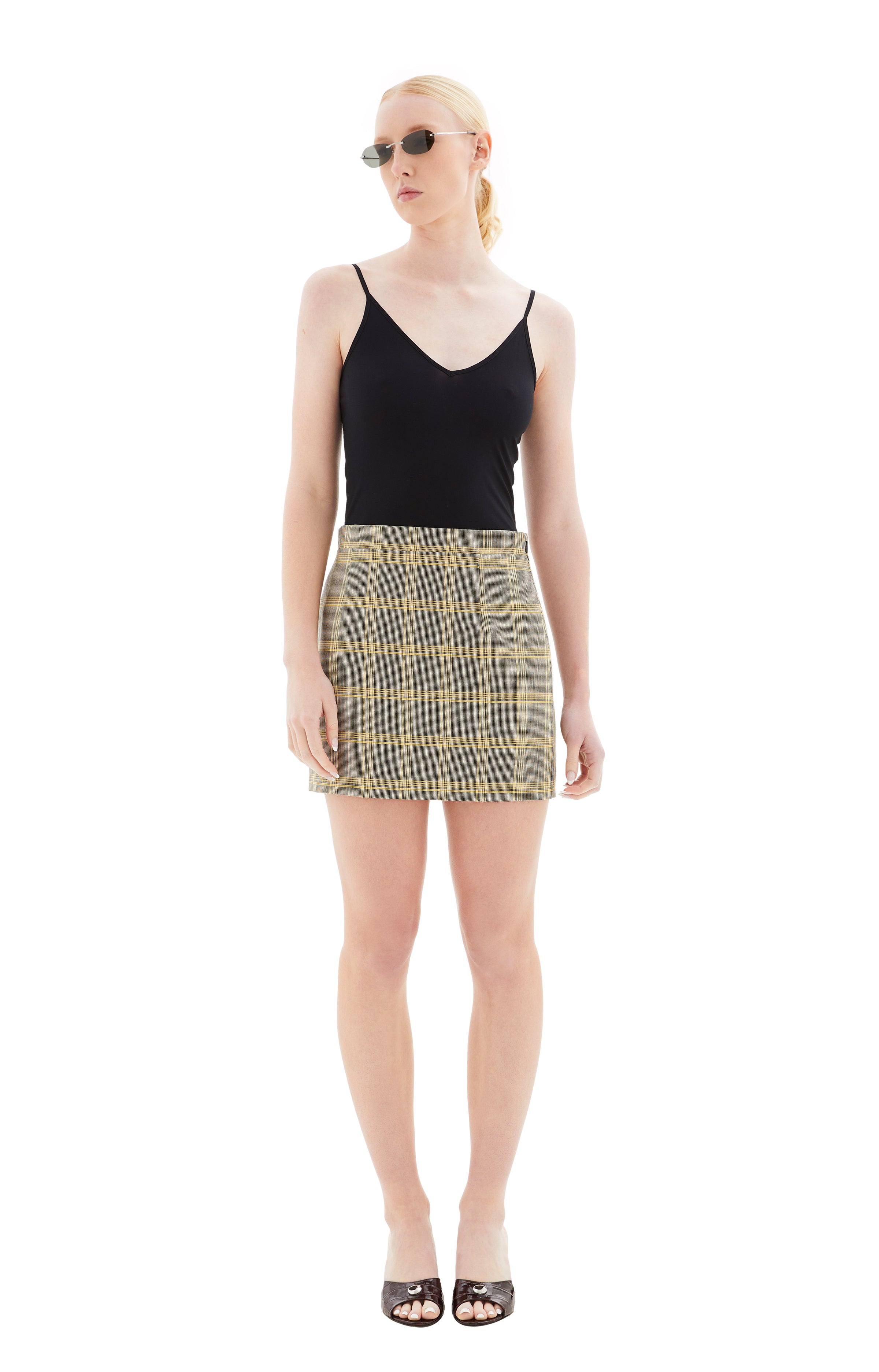 Shop Marni Check Print Mini Skirt In Chy20 Lemmon