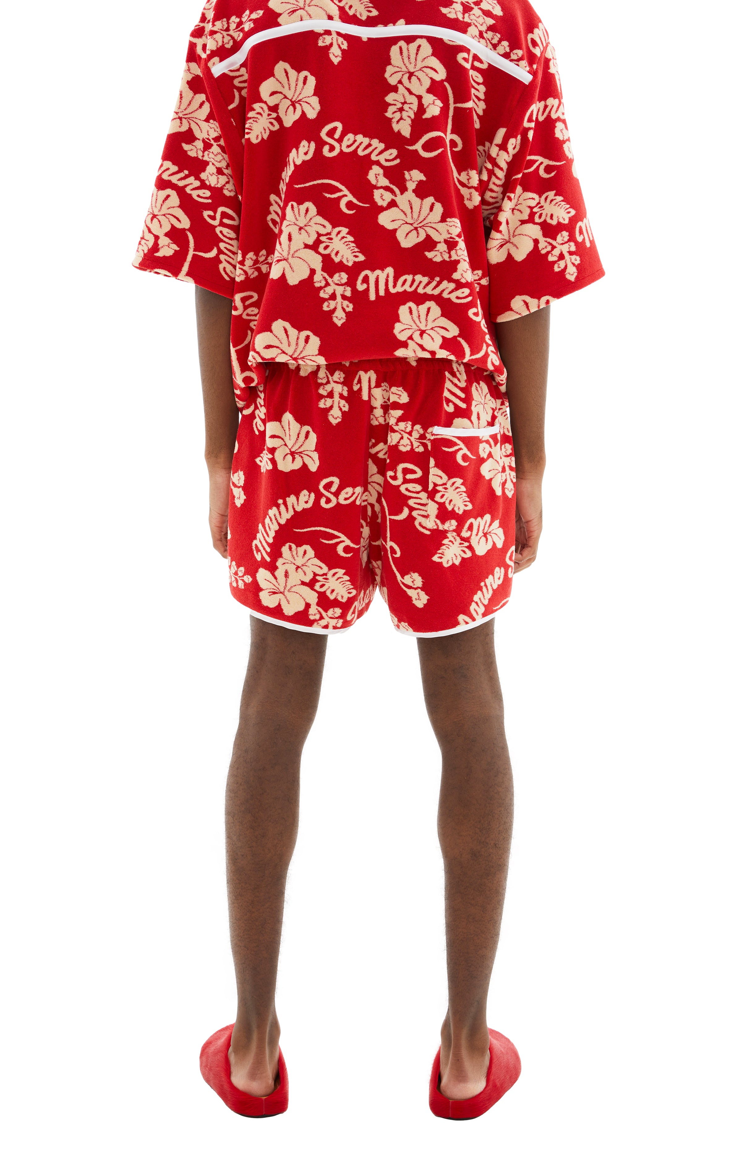 Shop Marine Serre Jersey Jacquard Towels Shorts In Red