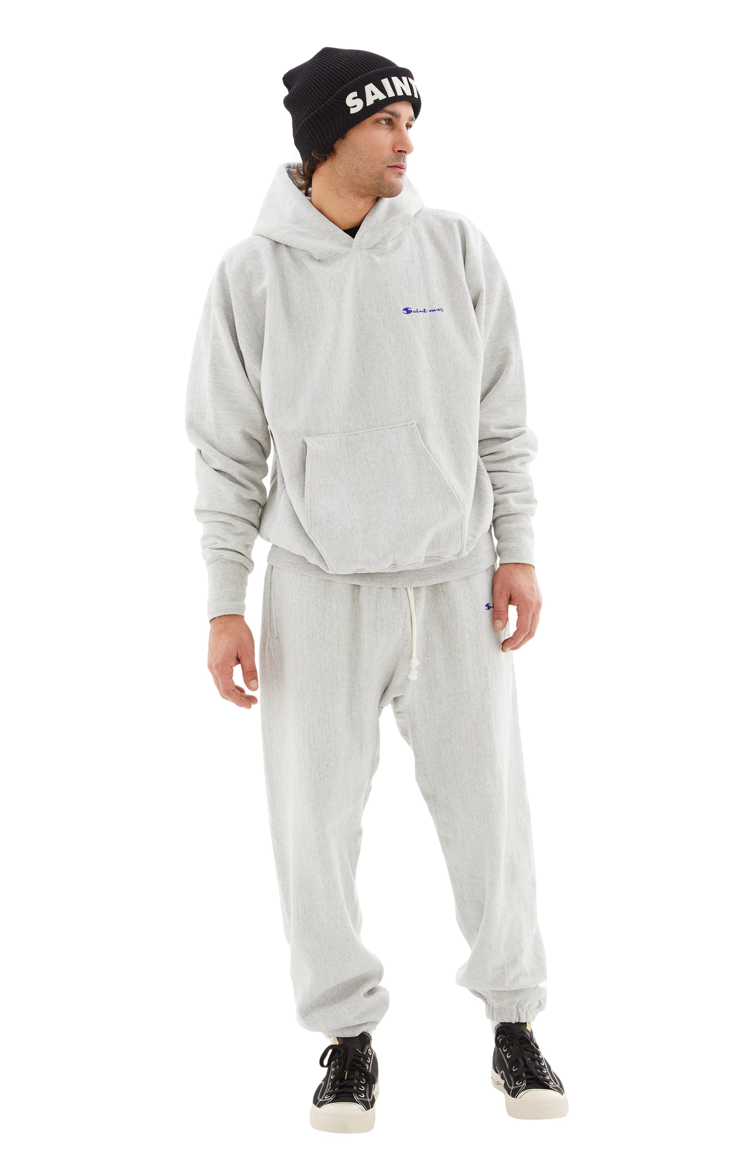 Shop Saint Michael Logo Sweatpants In Grey