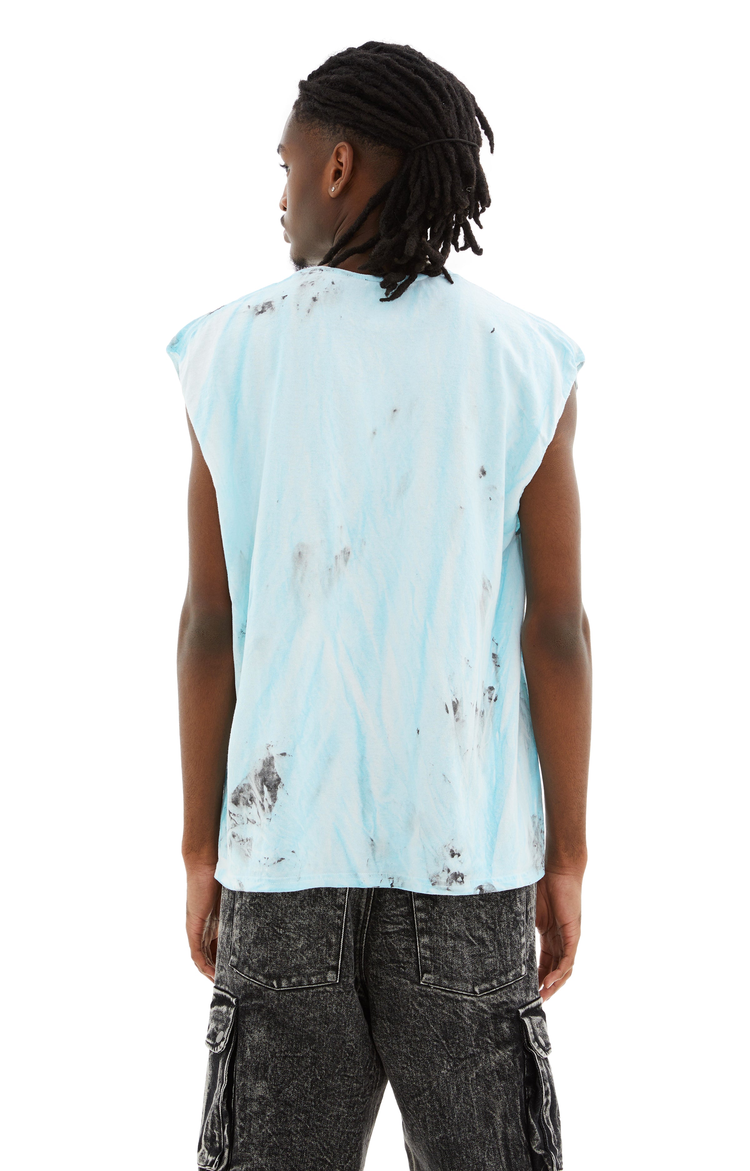 Shop Westfall Snoppy City Cutoff T-shirt In Dirty Light Blue