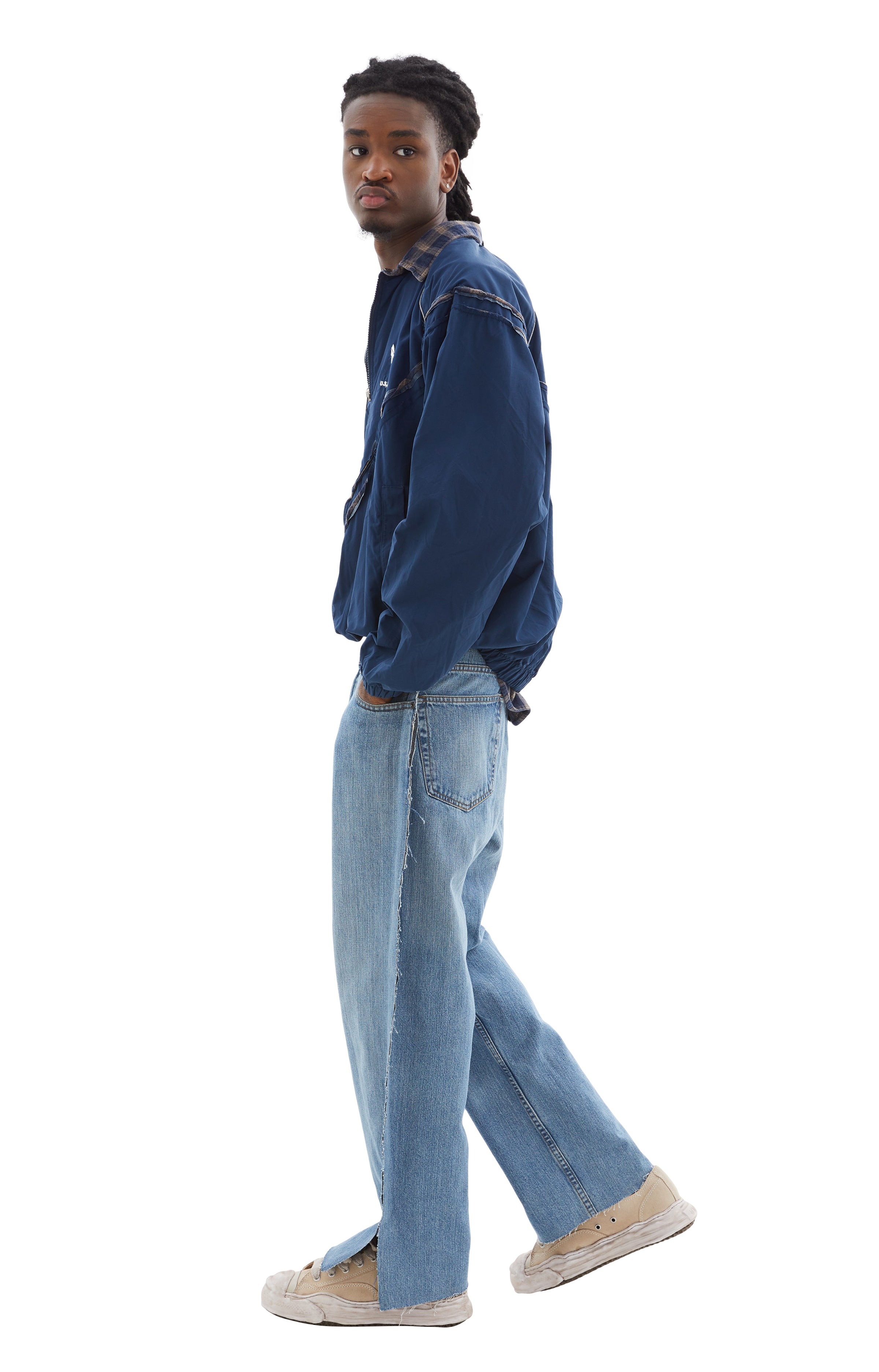 Shop Prototypes Outline Vintage Denim Jeans In Blue