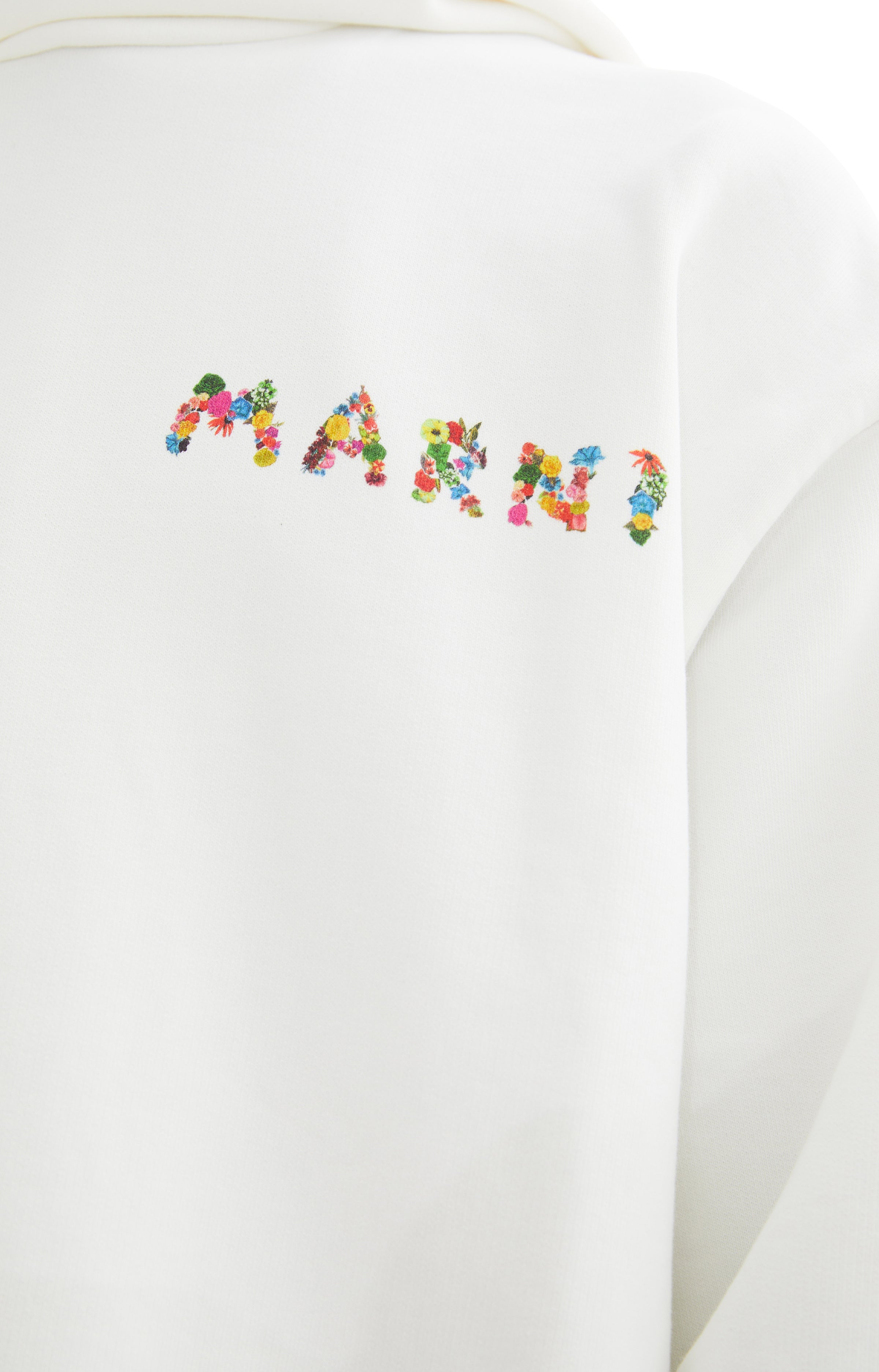 Shop Marni Logo-printed Cotton Hoodie In Natural White